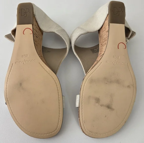 Donald J. Pliner Gold Shimmer Cork Wedge Sandals - Picture 12 of 13